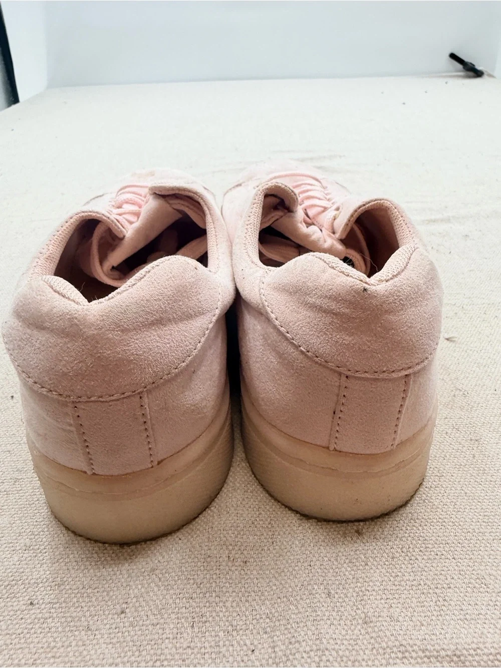 H&M Women's Light Pink Canvas Lace-Up Sneakers